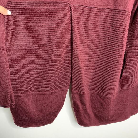 Lululemon Sit in Lotus Heathered Plum Cardigan Wrap Sweater Burgundy Wool 4 - Picture 8 of 13